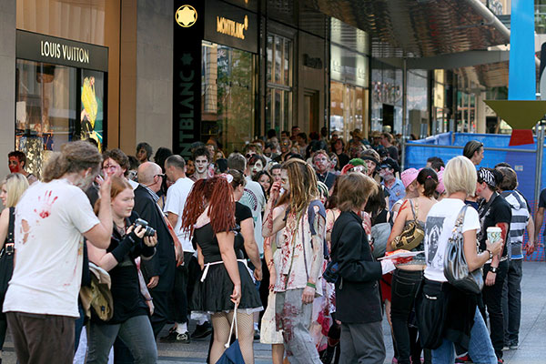 Zombies peruse Louis Vuitton