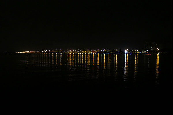 Lights on the big bridge linking Redcliffe to the rest of the world