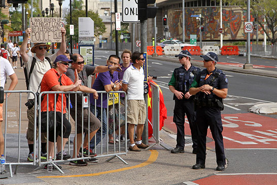 A lone protester baits police