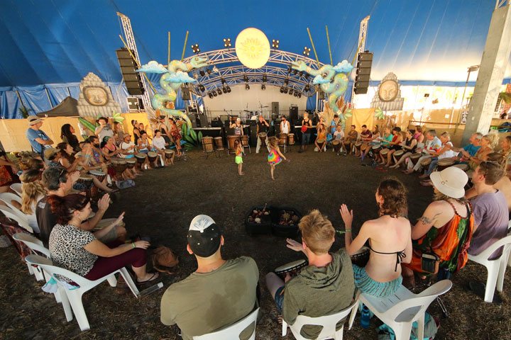 Elliott Orr Drumming Workshop at Irie Top, Island Vibe Festival 2019, Stradbroke Island