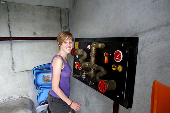 Bronwen in the control room of “The Arena” playground at Frew Park