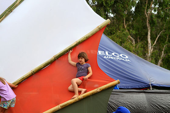 A child gets a good view at the Main Stage