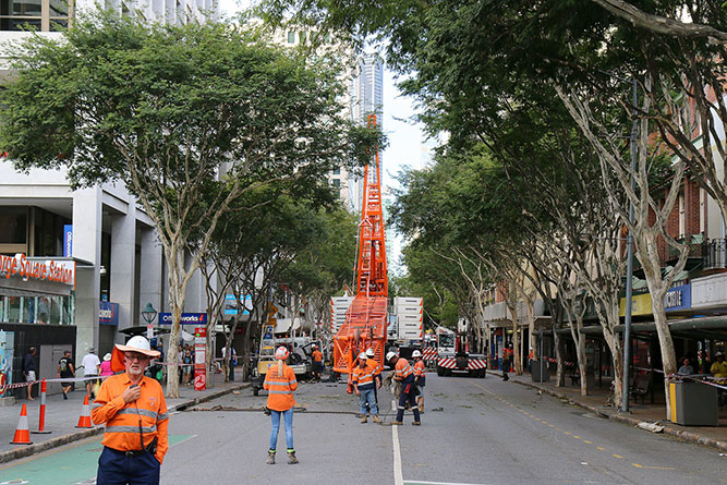 A crane in the city