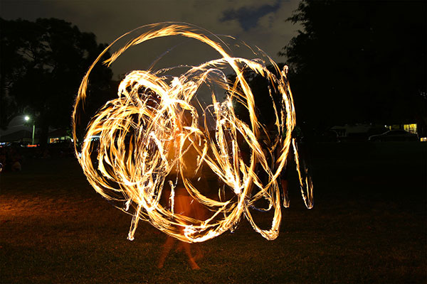 Bronwen fire-twirling