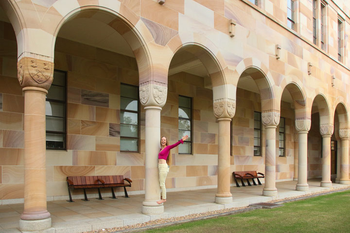 Bronwen in the Great Court at UQ