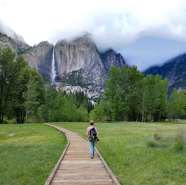 Bronwen walking towards Yosemite Falls