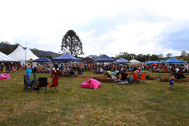 Patrons relaxing in front of the stages