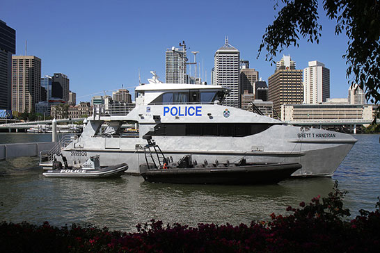 A police boat on the river at South Bank