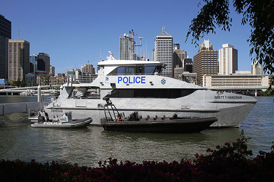 A police boat on the river at South Bank