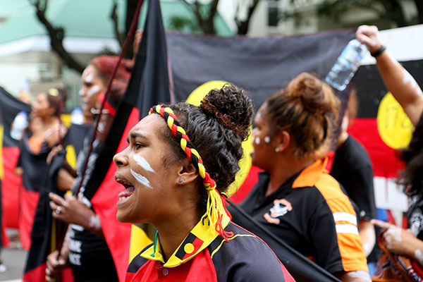 A protester shows a lot of passion for her cause