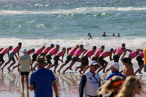 Running into the ocean in search of sharks