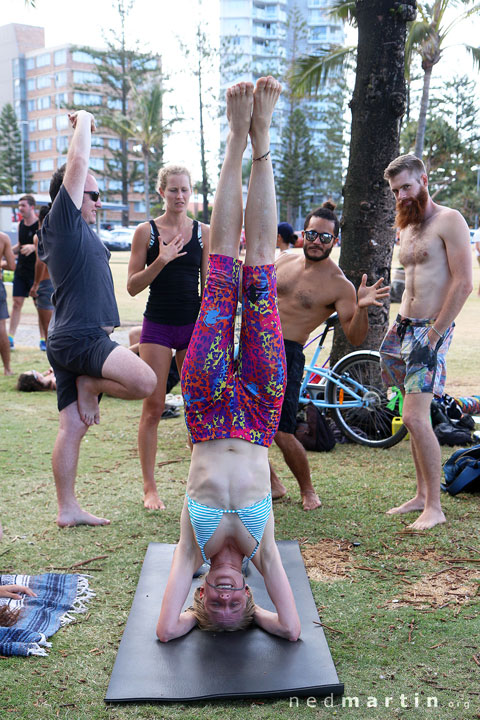 Tanya doesn’t quite understand the concept of posing, but at least she is trying, & unlike William, is even facing the right way! — with William Kellar, Tanya Hutchins, Bronwen Fairbairn, Josh BG & James Maxwell at Justins Park, Burleigh Heads
