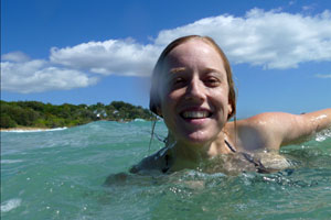 Bronwen swimming at Stradbroke Island