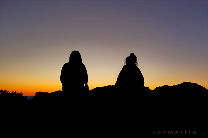 Bronwen & Carissa watching the sun rise from Mt Maroon
