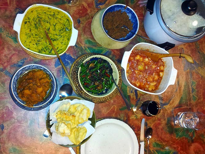 Colourful Indian dishes at Bronwen’s parents’s place