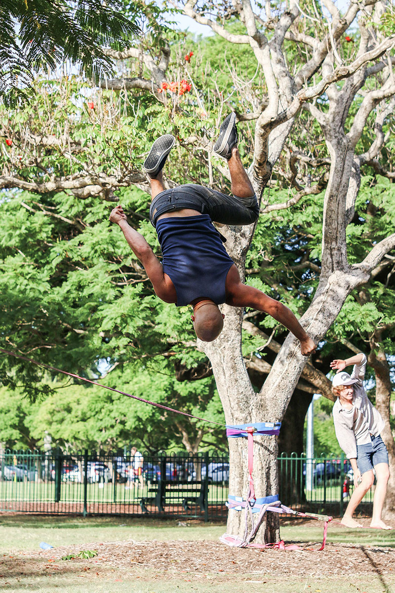 A man falls on his head