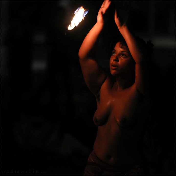 Fire twirling at Burleigh Bongos