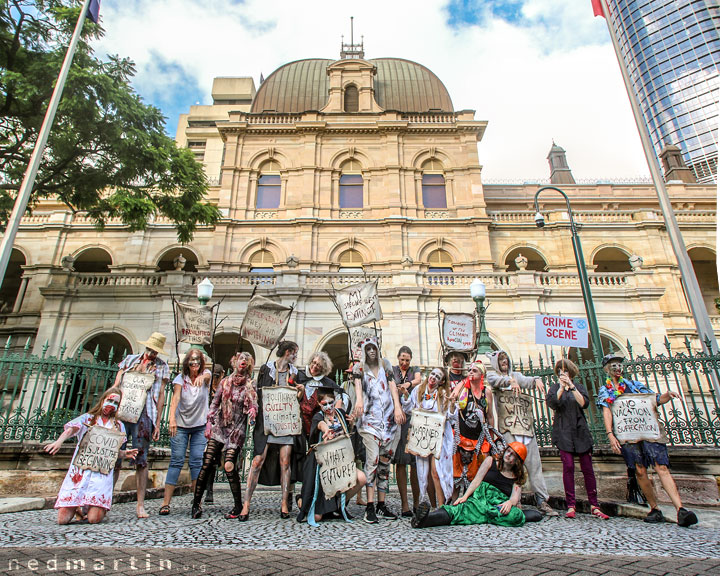 Zombies of the Climate ApoCOALypse, Extinction Rebellion protest, Speakers Corner, Brisbane