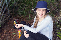 Bronwen eating lunch at Goomoolahra Falls Lookout