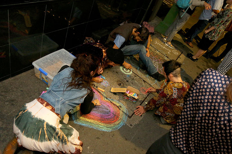 Chalking happy rainbow things