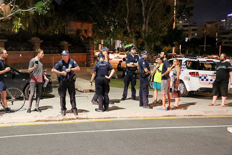 Organisers discussing the situation with police