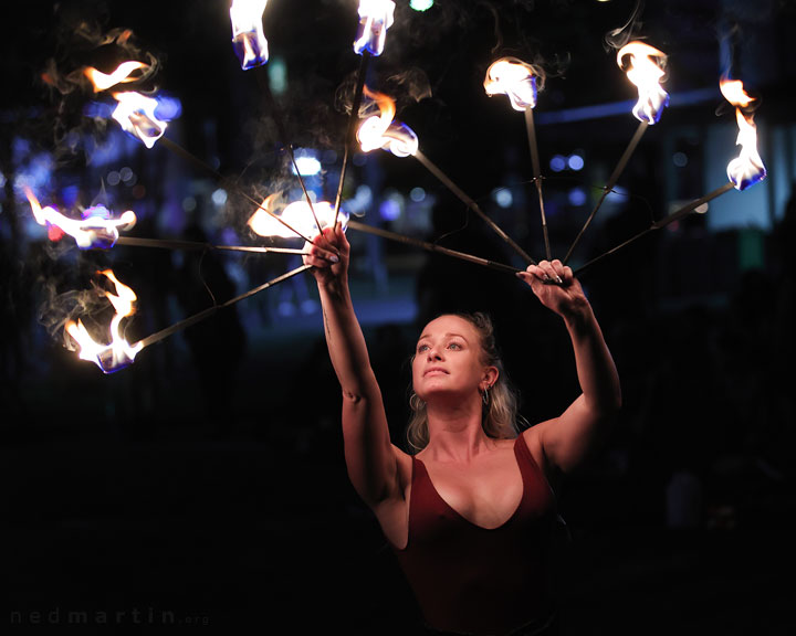 Fire twirling at Burleigh Bongos