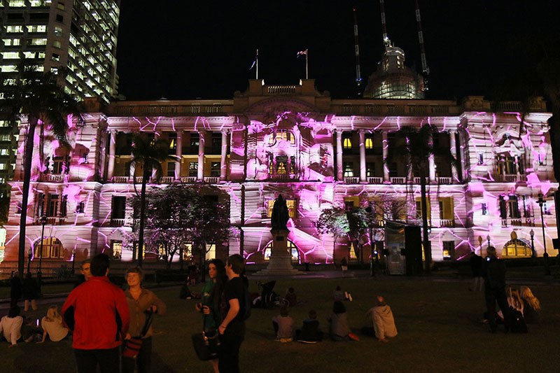 Projecting lights onto The Treasury