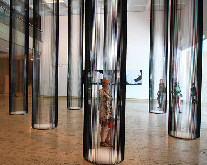 Bronwen admiring “Columns” at the Queensland Art Gallery