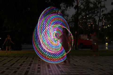 LED hoops at Sunset Gathering