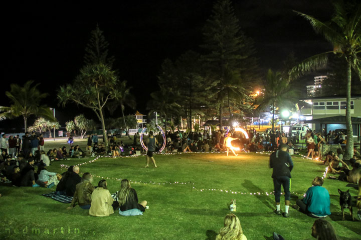 Fire twirling at Burleigh Bongos