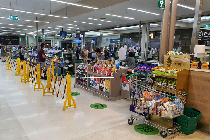 Social distancing measures at Woolworths