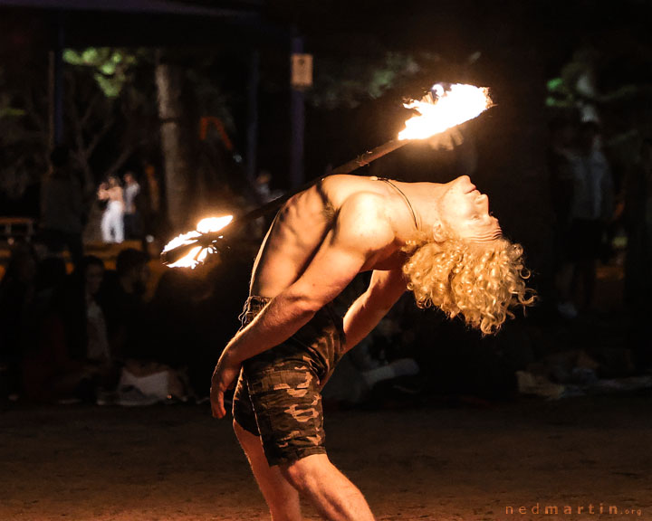 Fire twirling at Burleigh Bongos