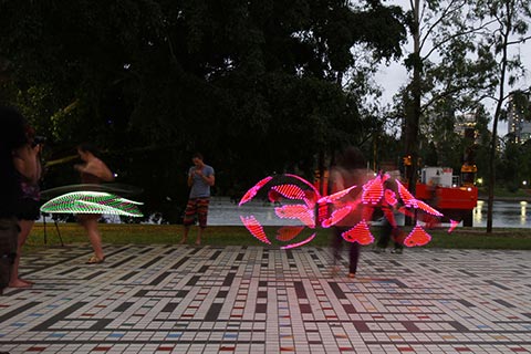 LED hoops at Sunset Gathering