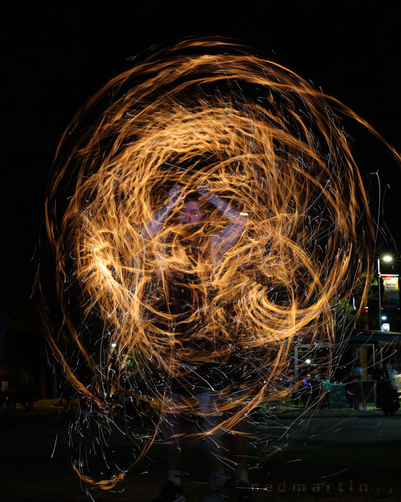 Fire twirling at Burleigh Bongos