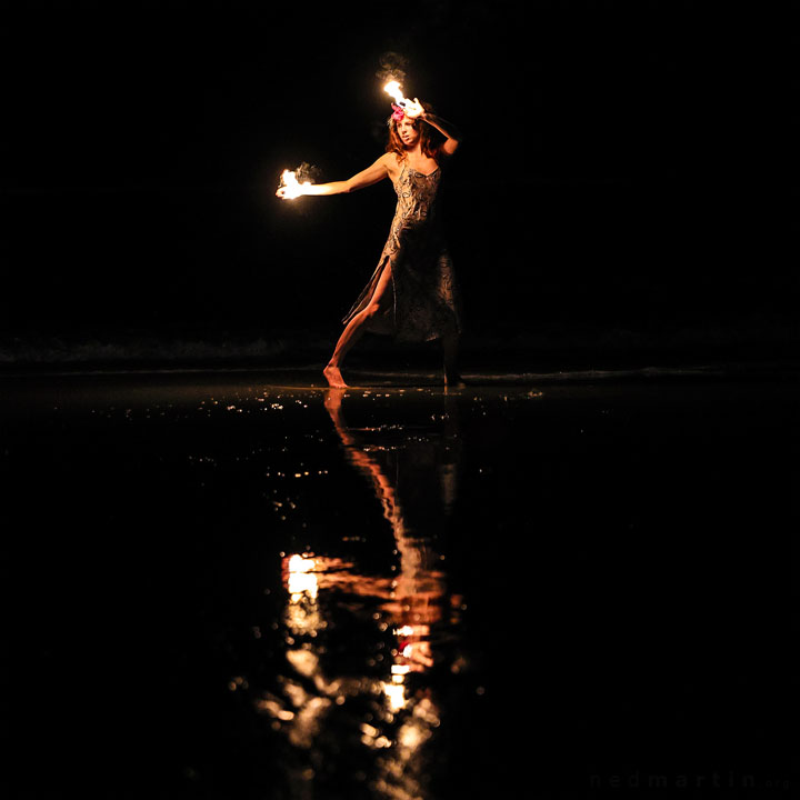 Fire twirling at Burleigh Bongos