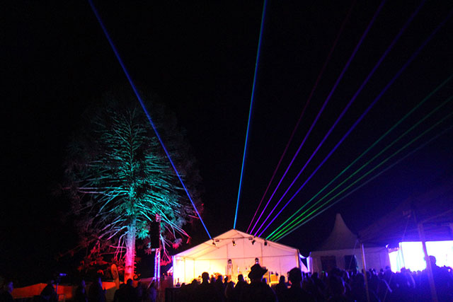 Lasers above one of the stages