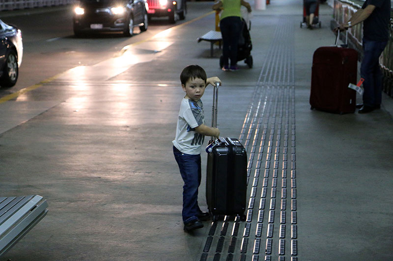 Micah handling the luggage