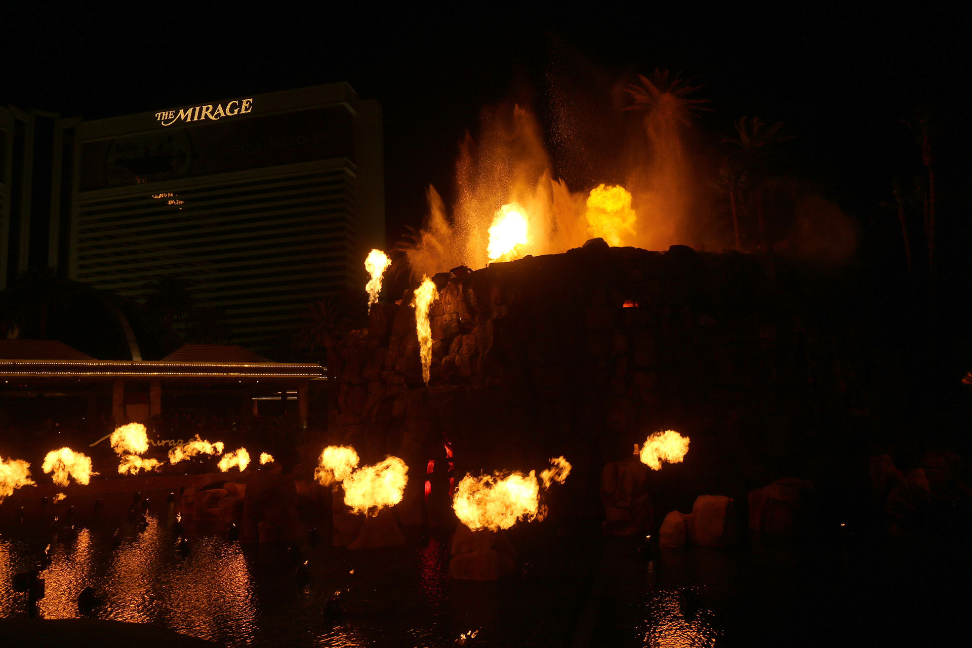 Bronwen watching the Mirage’s Volcano Show, Las Vegas