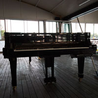 The piano in Drift Restaurant
