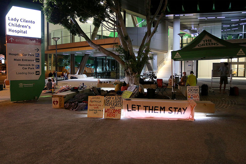 A handful of people keep the vigil going overnight