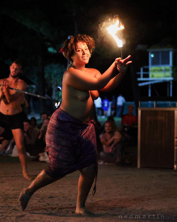 Fire twirling at Burleigh Bongos