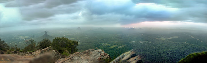 The view from the top of Mt Beerwah at dawn