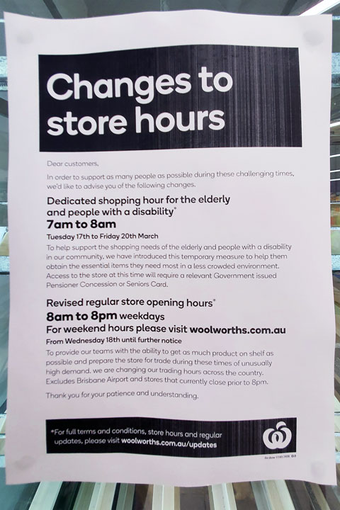 Woolworths now has a dedicated elderly person shopping hour