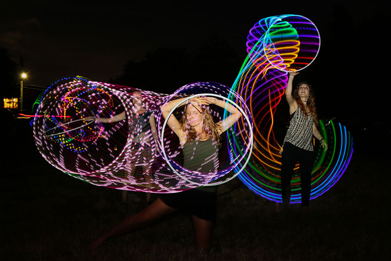 Dee hooping at the West End Fire Festival