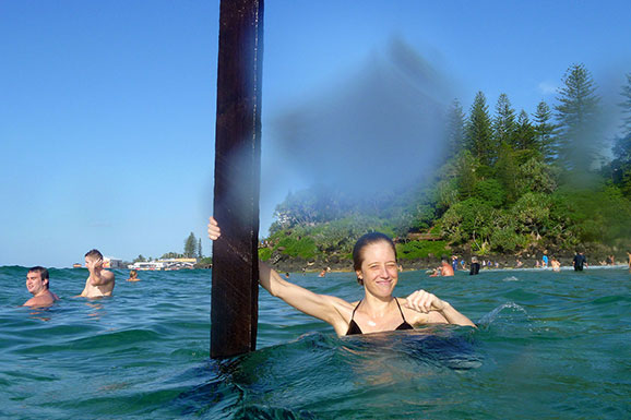 Bronwen very happy with her scary piece of wood