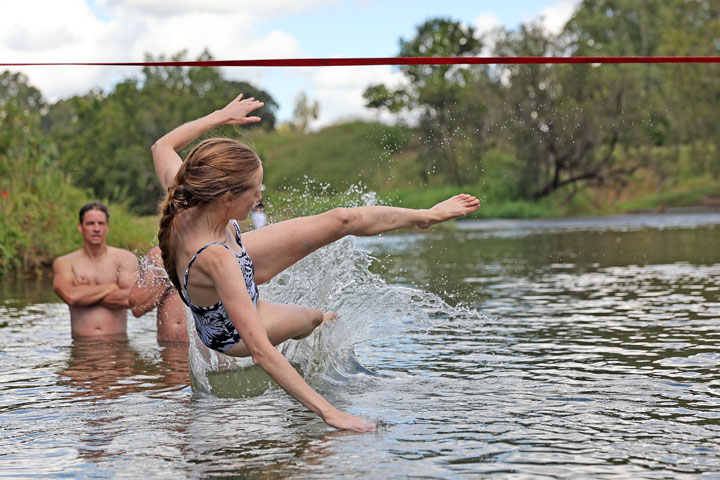 Bronwen, Slackline, Twin Bridges Recreational Area, Brisbane Valley Rail Trail