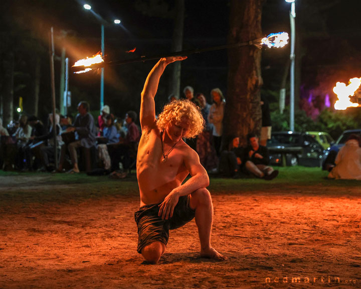 Fire twirling at Burleigh Bongos