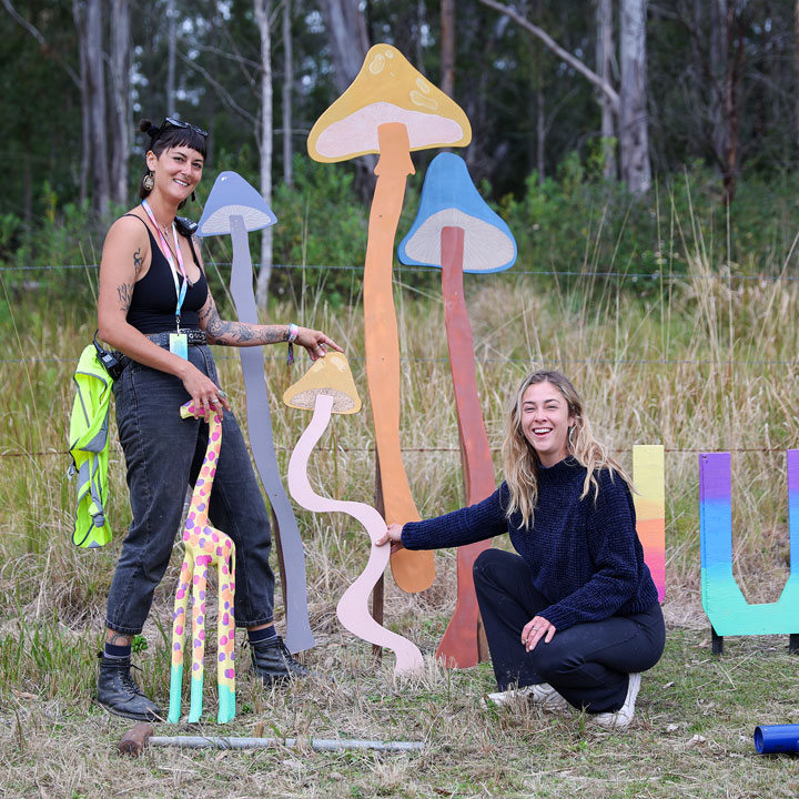 Mushroom farmers & their giraffe, Jungle Love Festival 2022