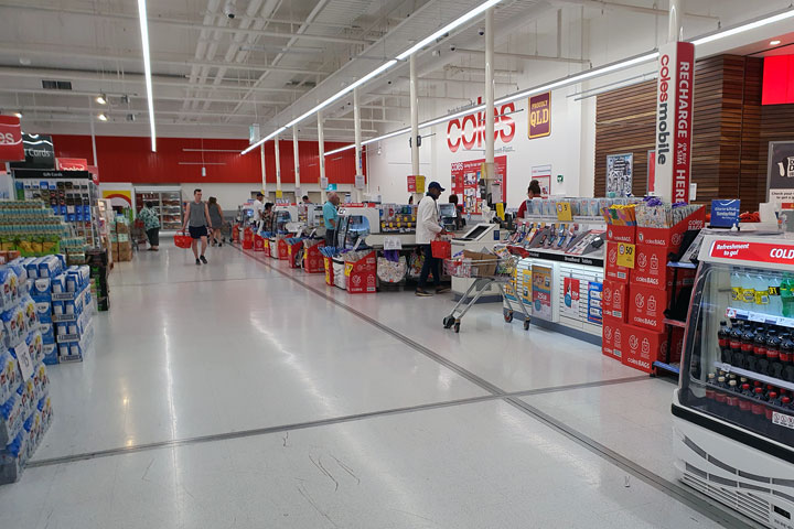 Coles has no social distancing measures in place–just signs