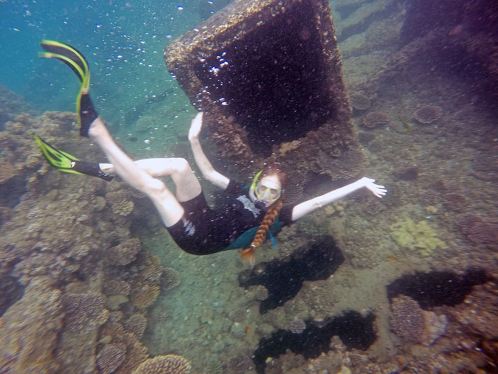 Bronwen, Snorkelling at Tangalooma Wrecks on Moreton Island